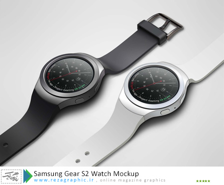 طرح لایه باز موک آپ و پیش نمایش سامسونگ گیر اس 2 – Samsung Gear S2 Watch Mockup